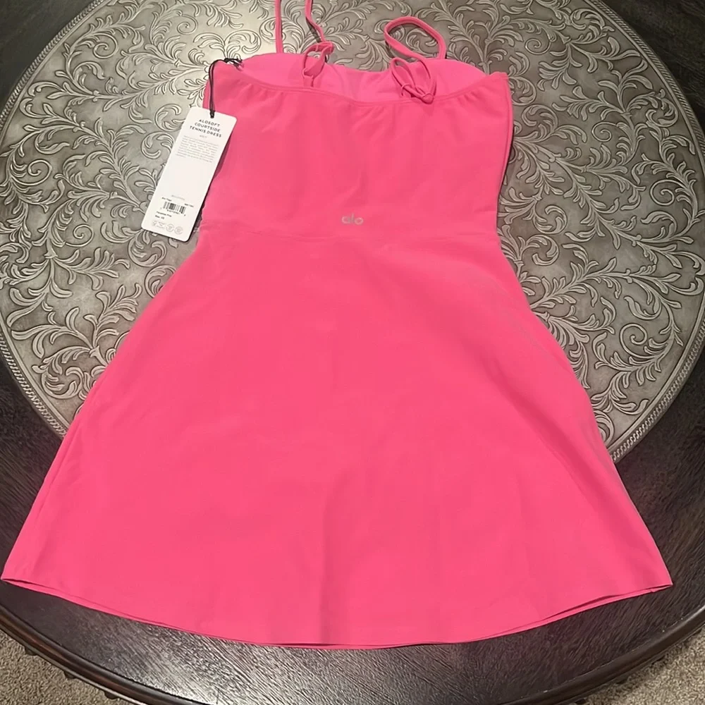 NWT * Alo Yoga Paradise Pink Alosoft Courtside Tennis Dress Size XS